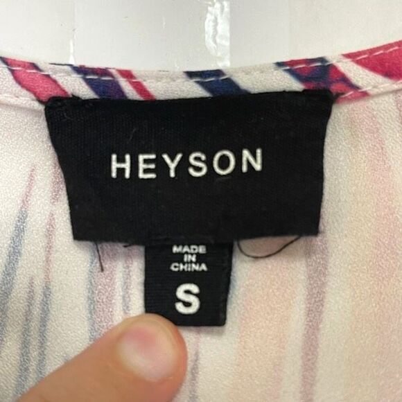 Heyson Blouse Womens Small Pink White Tie Dye Tie Front Short Sleeve V Neck - Picture 3 of 9